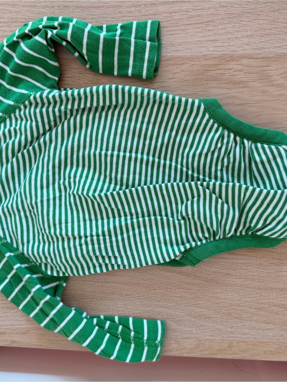 Hanna Andersson Green and White Striped Baby Long Sleeve Onesie + Pants Set 3-6M - Picture 4 of 7